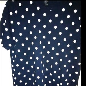 Navy Blue & White Polka Dot T Shirt